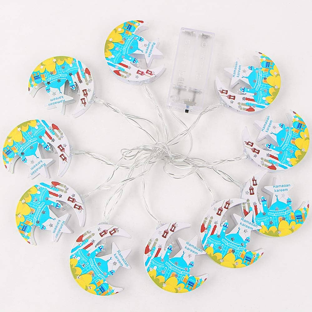 Ramadan Kareem Crescent Moon & Star String Lights