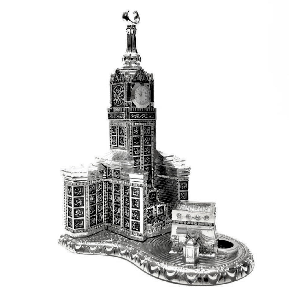Islamic Clock Tower Ornament - 99 Names of Allah & Kaaba Replica