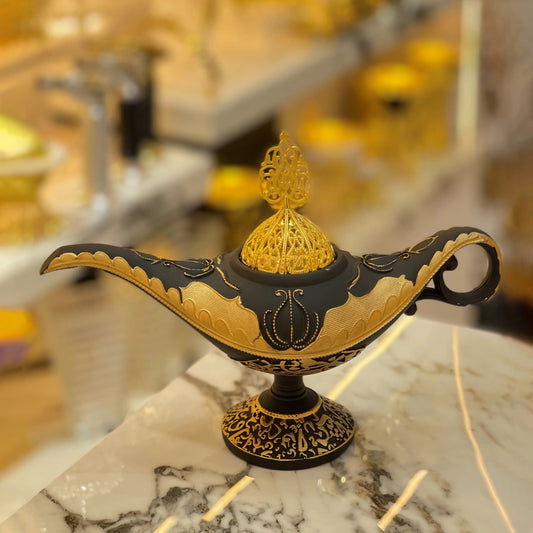 Black & Gold Genie Lamp Incense Burner